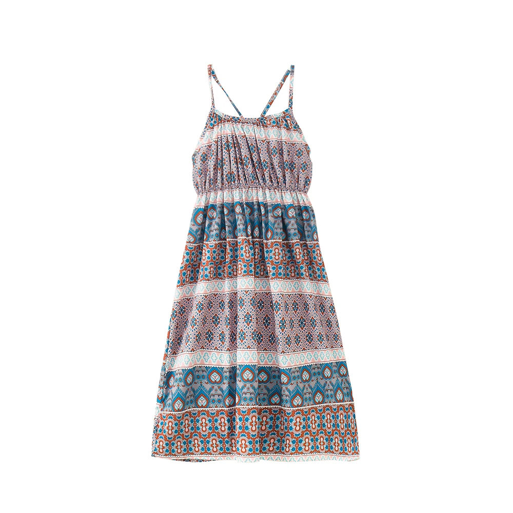 

B-S38 Summer New Fashion Girls Party Casual Bare Shoulder Dresses Princess Suspenders Dress 6-14T Teenager Kids Beach Dress