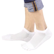 HOT 1 Pair Men’s Mesh Socks Soft Cotton Breathable Socks Five Toe White Black funny sock