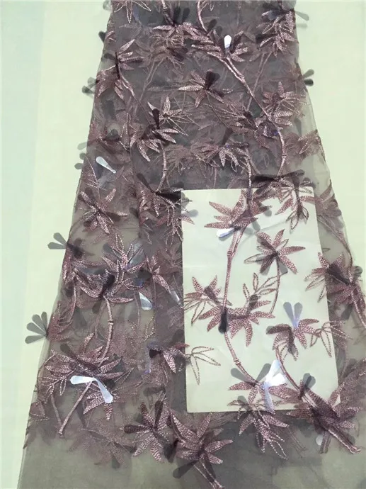 Фиолетовая Мелодия органзы французские кружева ткань 3D блестки африканская кружевная ткань с цветочной вышивкой кружева ткани высокого качества для свадьбы серый - Цвет: cd1751