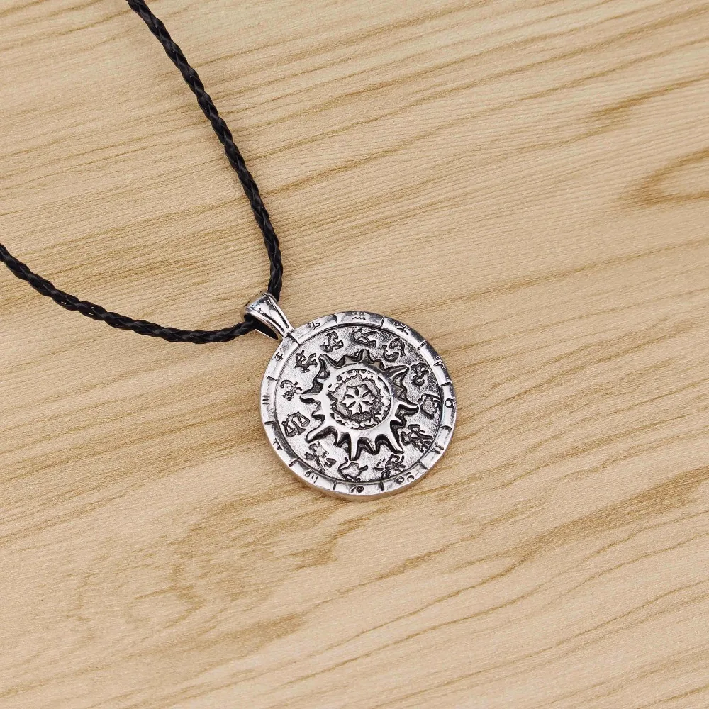 Punk Titanium Stainless Steel Zodiac Amulet 12 Constellations Pendants