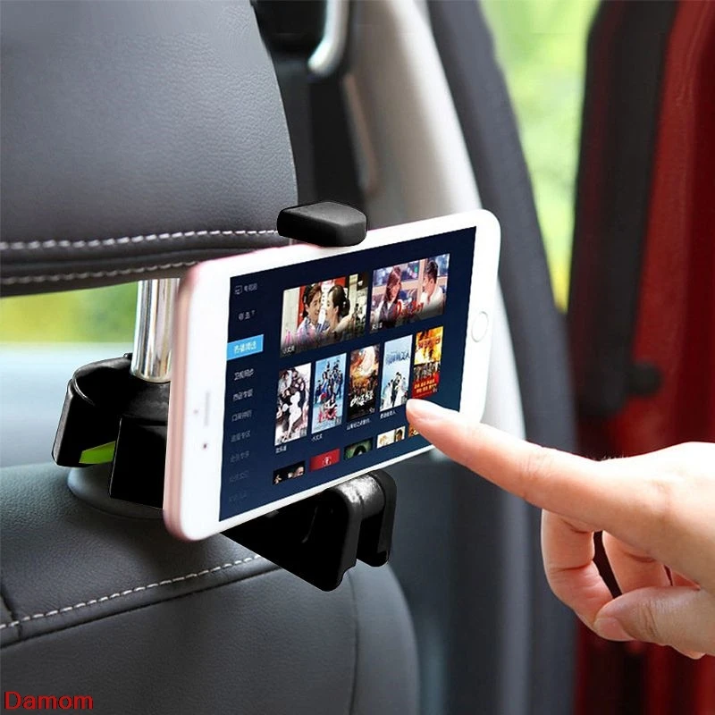 

Car Headrest Hook With Phone Holder Seat Back Hanger For Bag Multifunction Clips XinP