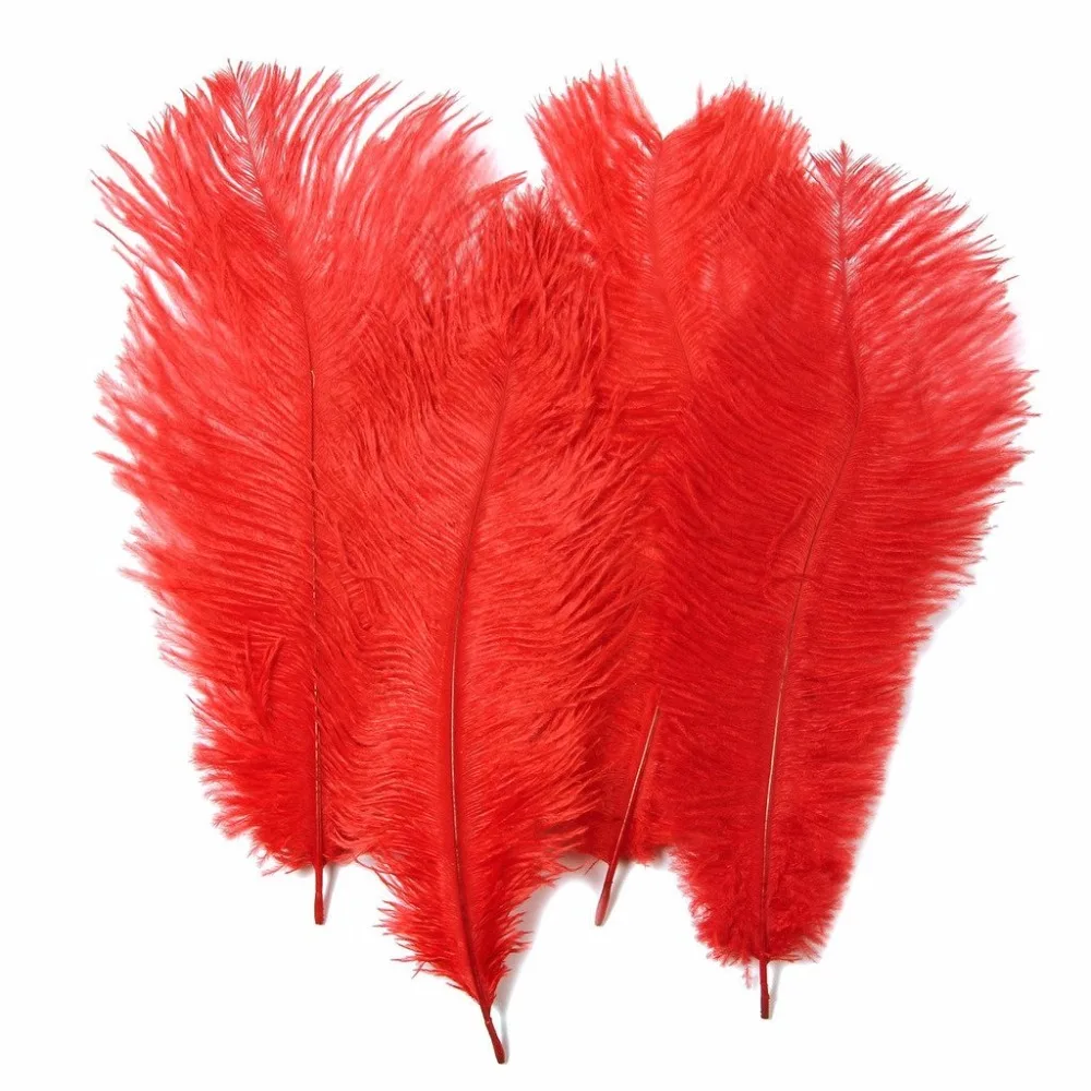 Free shipping 100pcs Red color Dyed Fluffy Ostrich feathers size range