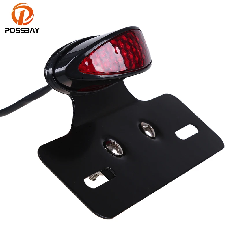 

POSSBAY Clear/Red/Smoke Motorcycle Taillight Universal Retro Motocross Motorbike Brake Stop Indicator Tail Light for Moto