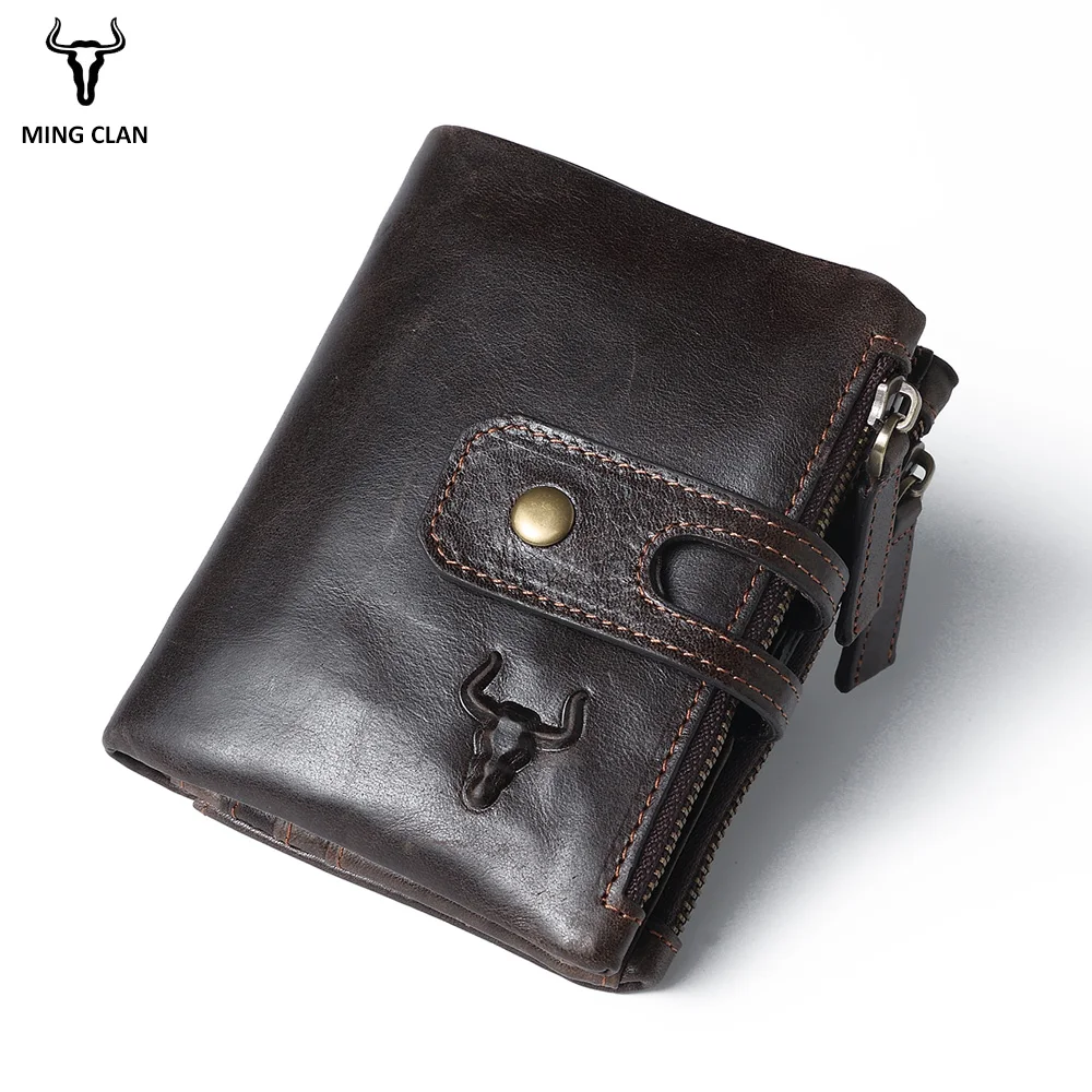 

Mingclan 100% Genuine Leather Men Wallet Small Zipper Pocket Men Wallets Portomonee Male Short Coin Purse Brand Perse Carteira