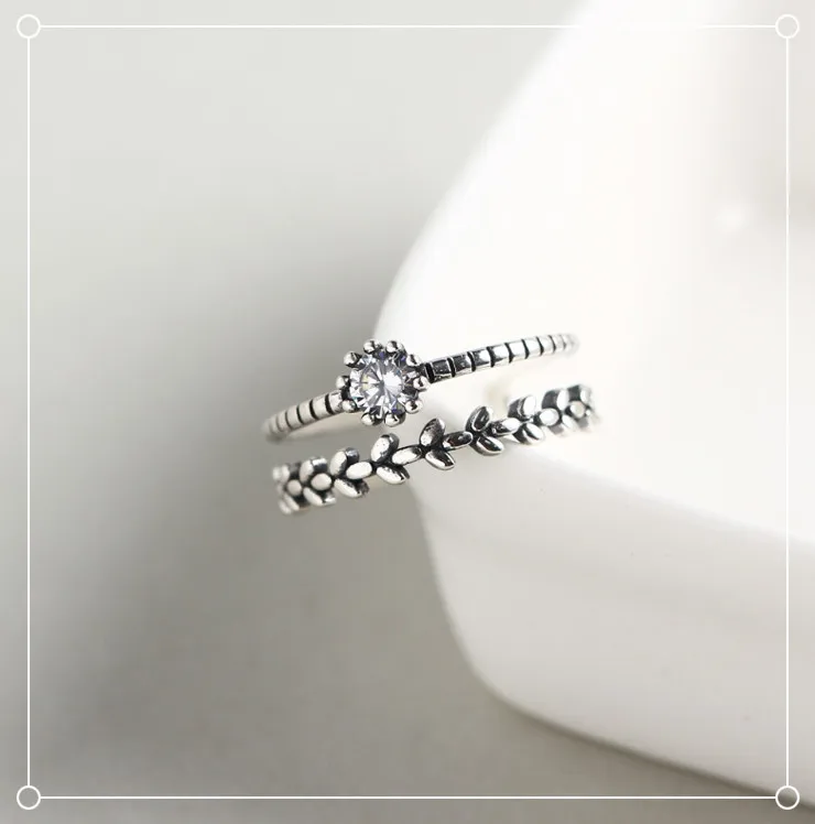 SHANICE ретро модные ювелирные изделия 925 Серебряное кольцо оставьте двойной слой стиль инкрустация микро проложили AAA CZ Кристалл для женщин свадебный подарок
