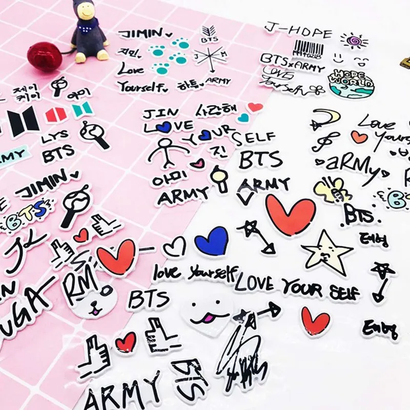 

Fashion DIY Cartoon Stickers 3D Bubble Stickers Love Yourself Army Mobile Phone Stickers Kids Stickers 1pc JIN JIMIN