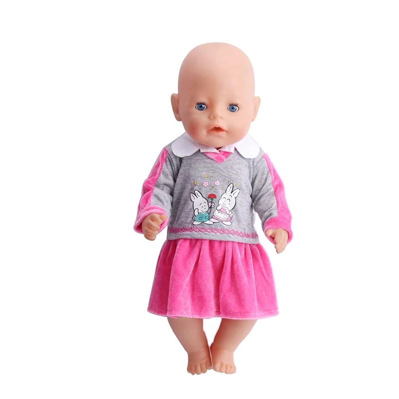 

Doll clothes Lovely rose red grey dress fit 43 cm baby doll and 18 inch American doll Girl accessories a13