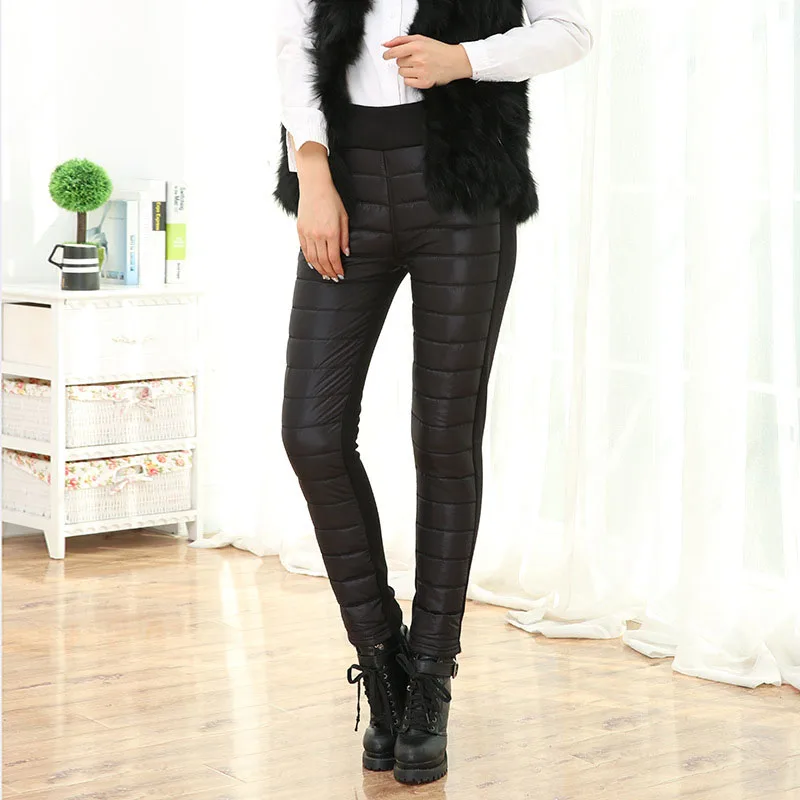 

Windproof Trousers Quilted Pants Thicken Cotton+Velvet High Waist Warm Jogging Winter Leggings Skinny