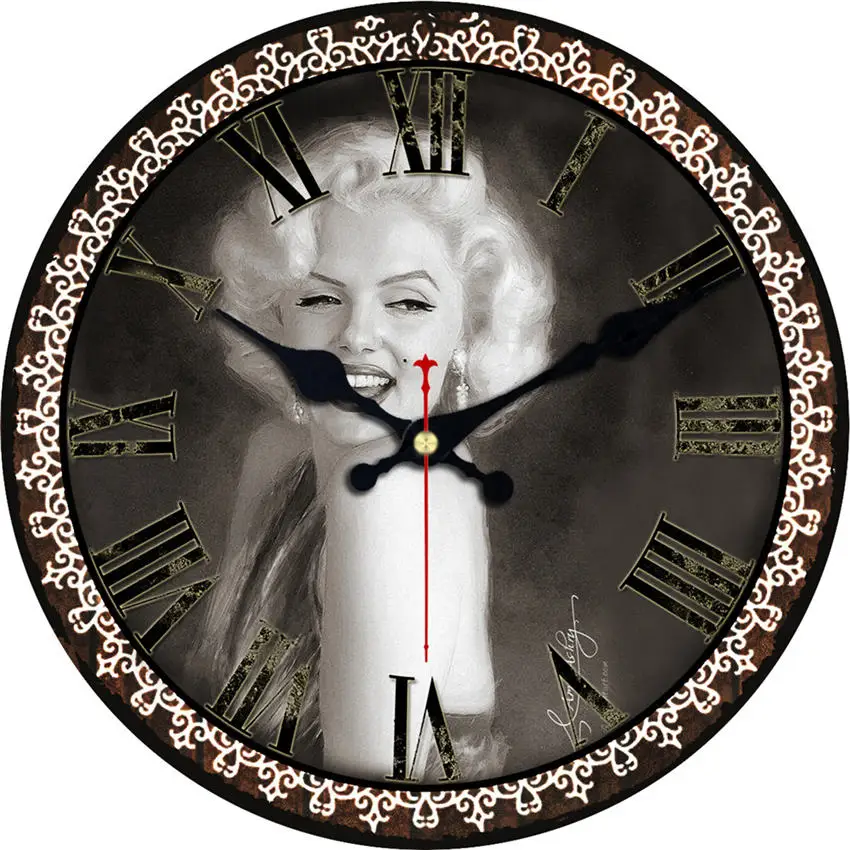 Потертый шик, лавандовые настенные часы, настенные часы для спальни, большие часы - Цвет: Woman Wall Clock 2