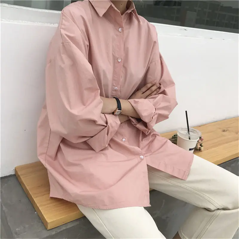  HziriP Women Blouses 2019 Spring Solid Blouse Loose Casual Vacation All-Match Women Tops Shirts Blu