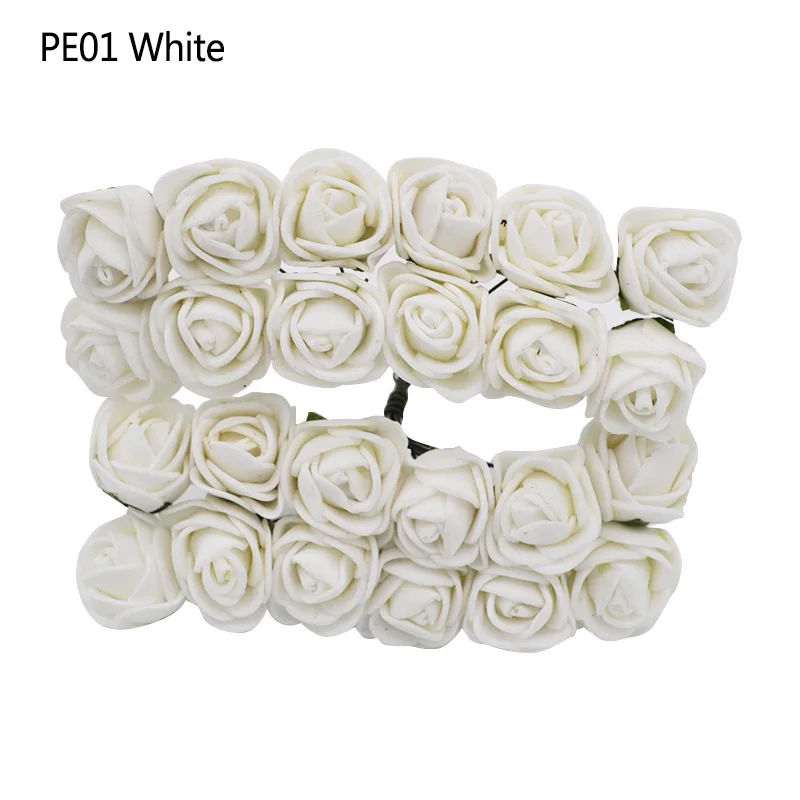 144pcs Bear Rose Decoration Artificial Foam Rose Flowers Teddy Flower Wedding Party Decorations Scrapbooking Craft DIY Supplies - Цвет: White