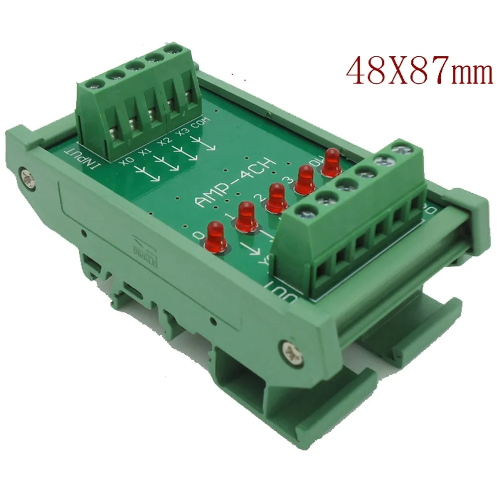 4 Channels DC 24V PLC Amplifier Board Terminal Blocks Plate PNP Input NPN Output Opto-isolated Circuit