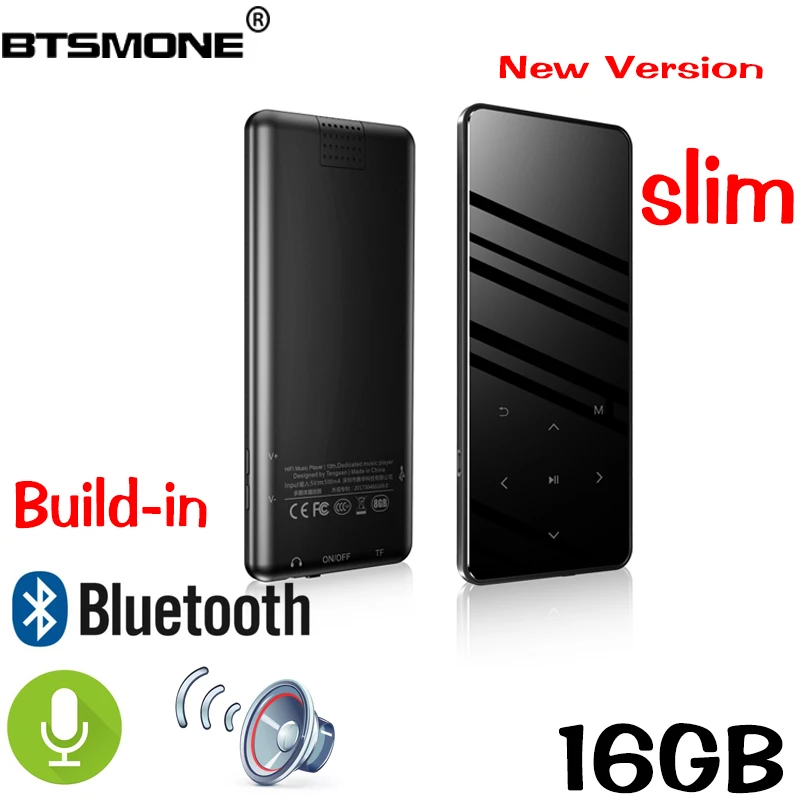 Btsmone новая версия сенсорный экран тонкий mp3 плеер встроенный Bluetooth и 16/32 ГБ с