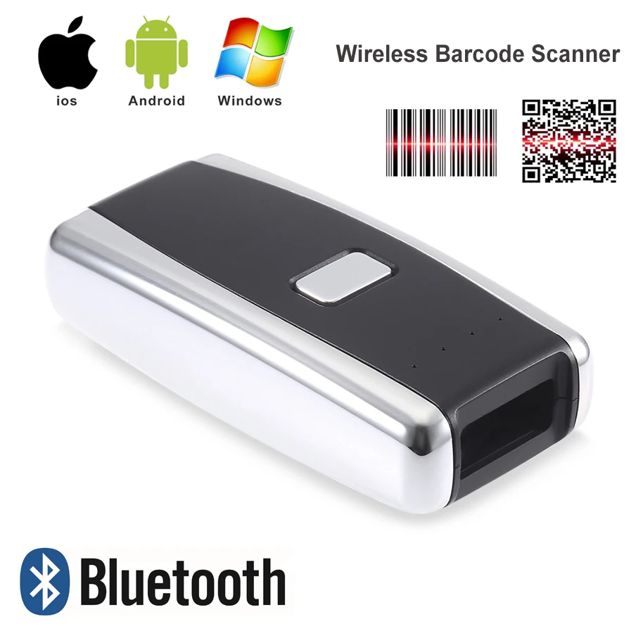 Scanner de Código de Barras Leitor de Código de Barras Móvel sem Fio para Ipad Mini Bluetooth Iphone Android Tablet pc Portátil Mão Scanner 1d 2d