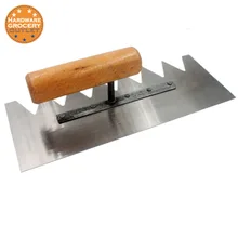 28 см x 11 см зубчатый шпатель v-мягкая рукоятка деревянная ручка