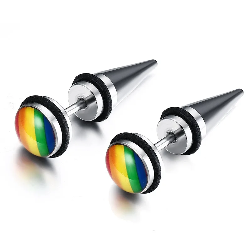 

Punk Round Earings Limited Brincos Rainbow Earring Gay Pride Stud Earrings For Fashion Jewelry Brinco Pendientes Aretes