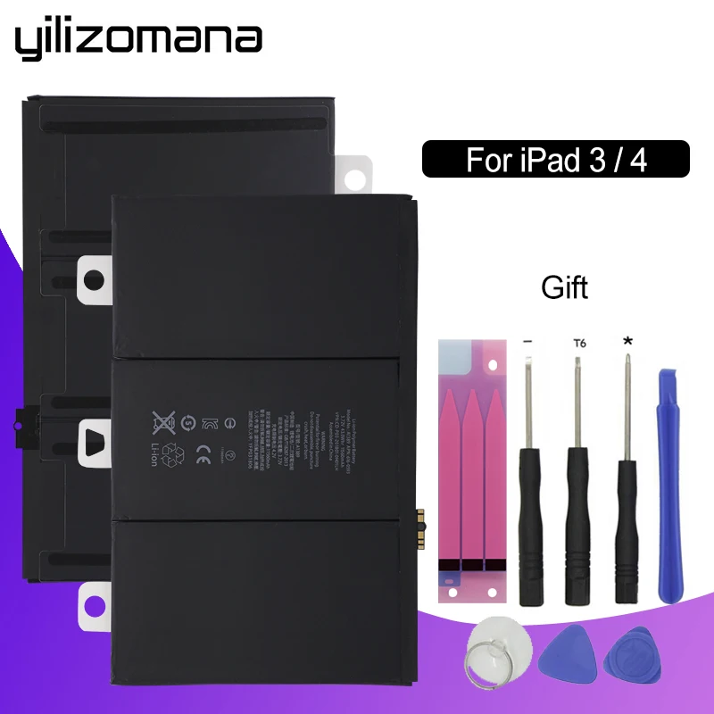 

YILIZOMANA Original Tablet Battery For Apple iPad 3/4 rd Capacity 11560mAh A1389 A1403 A1416 Replacement Li-ion battery+Tools