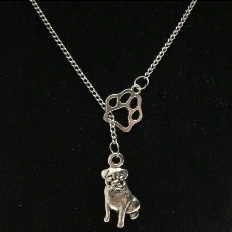 best Necklaces & Pendants 1pcs/Lot Fashion Vintage Infinity Symbol Connections Cat/Dog Paw&Bull Dog Pug Dog Charms Pendant Necklace 20 silver pendant necklace