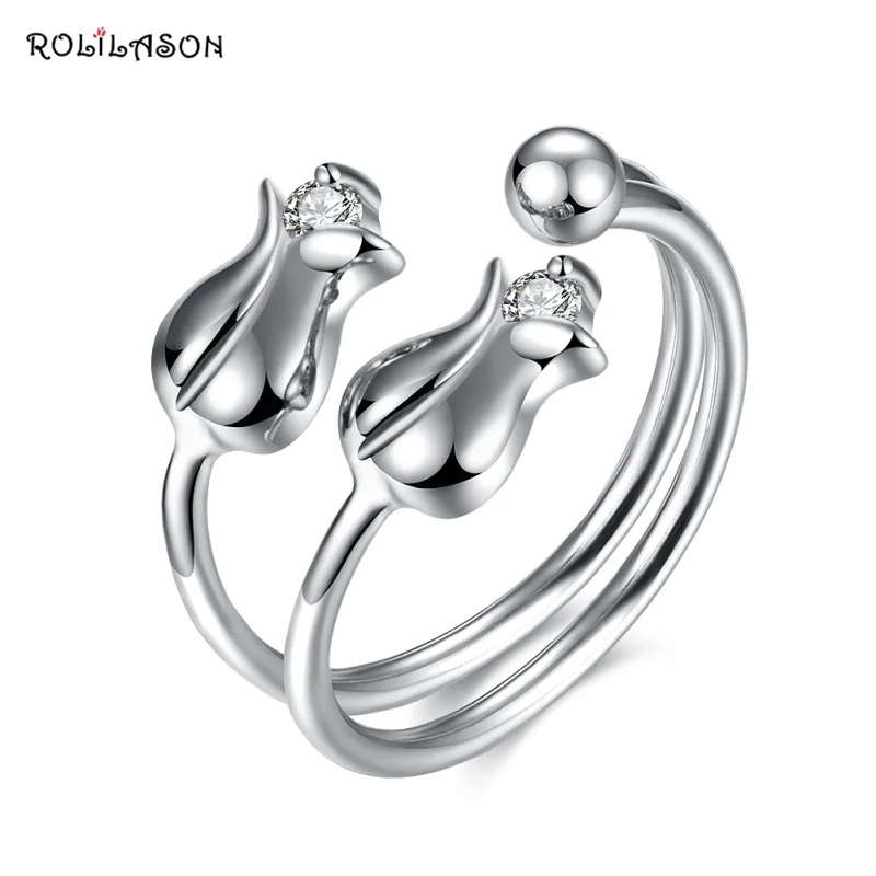 ROLILASON 3 1 г из чистого серебра 100% 925 Серебро розы Регулируемый создан топаз кольца