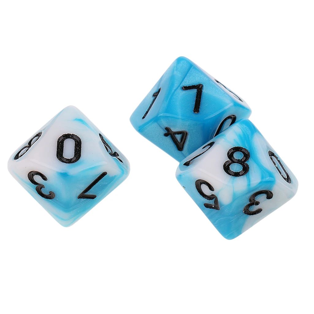 Perfeclan 10pcs 10 Sided D10 Polyhedral Dice Double Color for DND RPG MTG Board Game Accessories Double Colors Dice