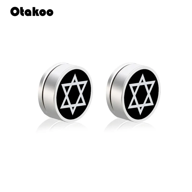 

Otakoo Unisex Many styles Magic Titanium Steel Mens Trendy Round Magnetic Clip Black Stud Magnet Earrings Women Magnetic Earring
