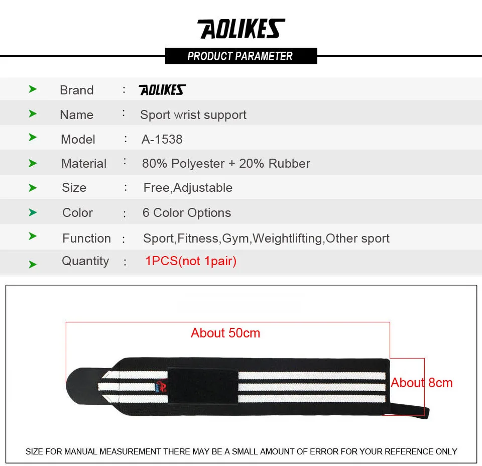 AOLIKES, 1 пара, браслет, поддержка запястья, для тяжелой атлетики, для тренажерного зала, для тренировок, поддержка запястья, бандаж, ремни, обертывания, Кроссфит, пауэрлифтинг