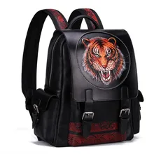 Выгравированный Тигр дизайнер из натуральной кожи мужской шикарный рюкзак для путешествий настоящая воловья кожа прошитая вручную мужская сумка в драконовом стиле