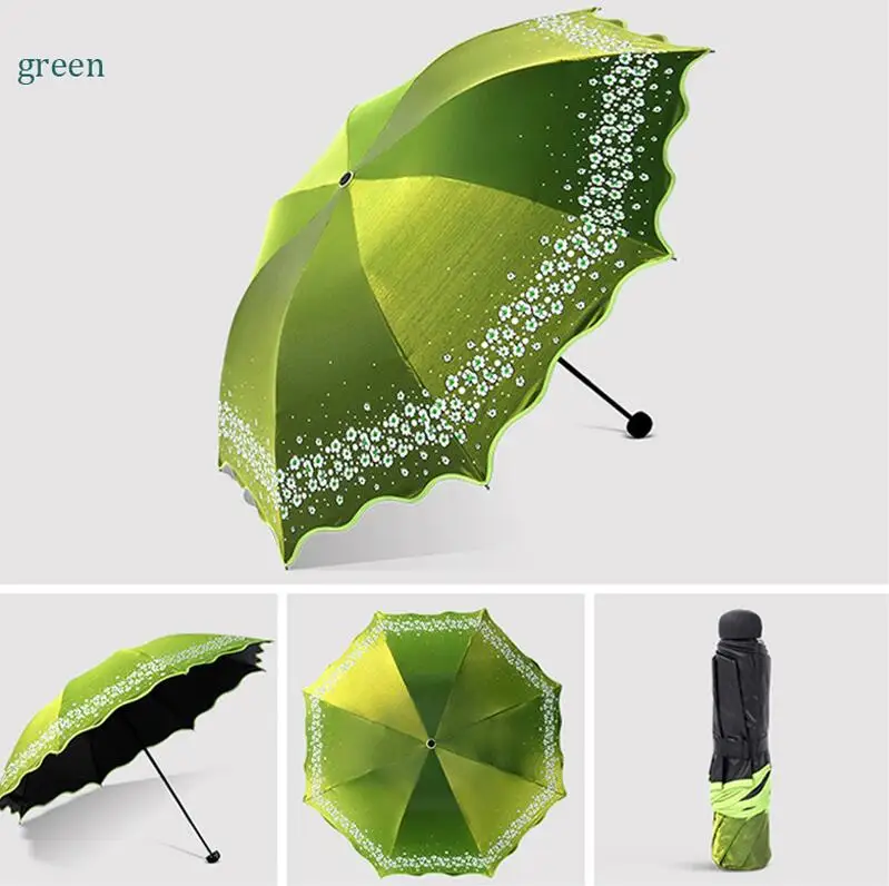 Женский зонтик, полностью затемненный, цветной, яркий зонтик, дождь, арочный, принцесса, женские зонты, женский зонтик, креативные подарки - Цвет: green