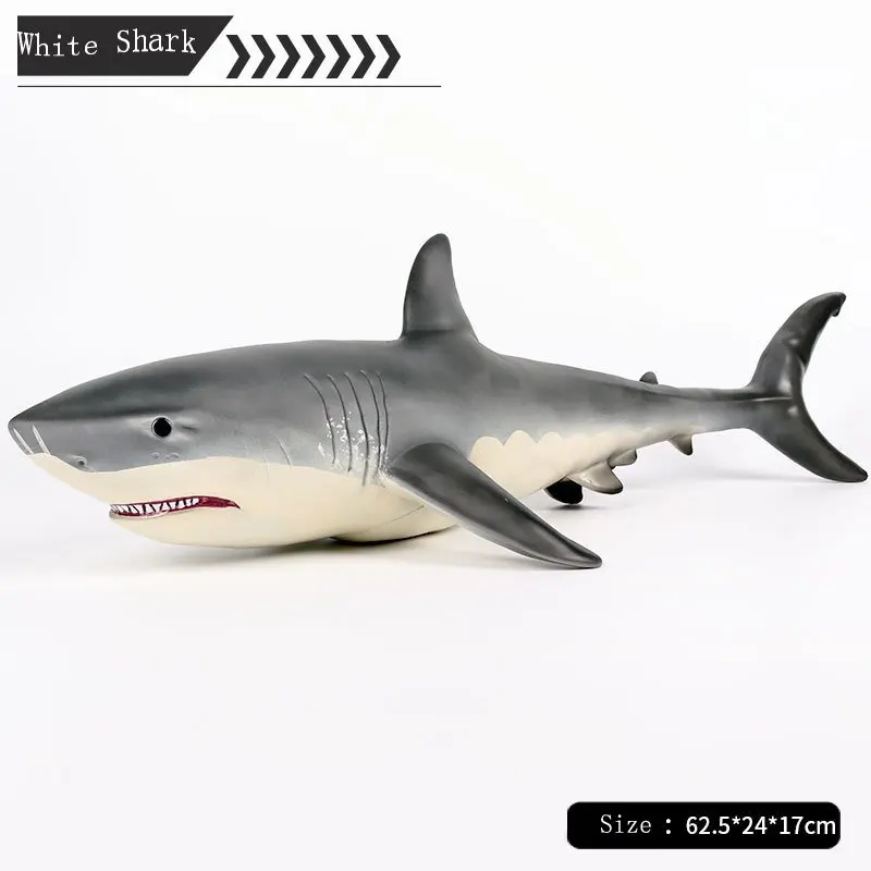 Big Megalodon Great White Shark Simulation Animal Figure Model Toy Classic Toys Xmas Gift for Children Boys Sea Animal Model