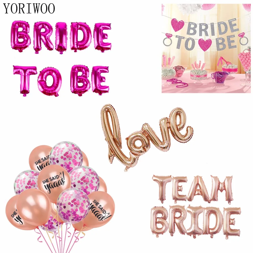

YORIWOO Team Bride To Be Balloons Bachelorette Party Decorations Girl Hair Accessories Crown Hen Night Party Bridal Shower Favor