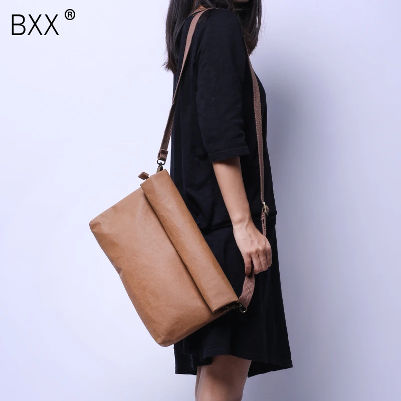 

[BXX] 2020 New Pattern Fashion Personality Vintage Kraft Single Shoulder Package Concise Large Capacity Satchel Woman Bag DA341