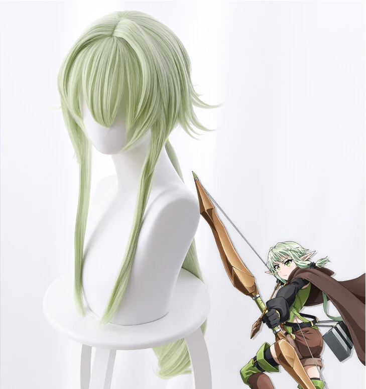 Парик для косплея Yousei Yunde с ушками Goblin Slayer зеленые волосы парики карнавальные на