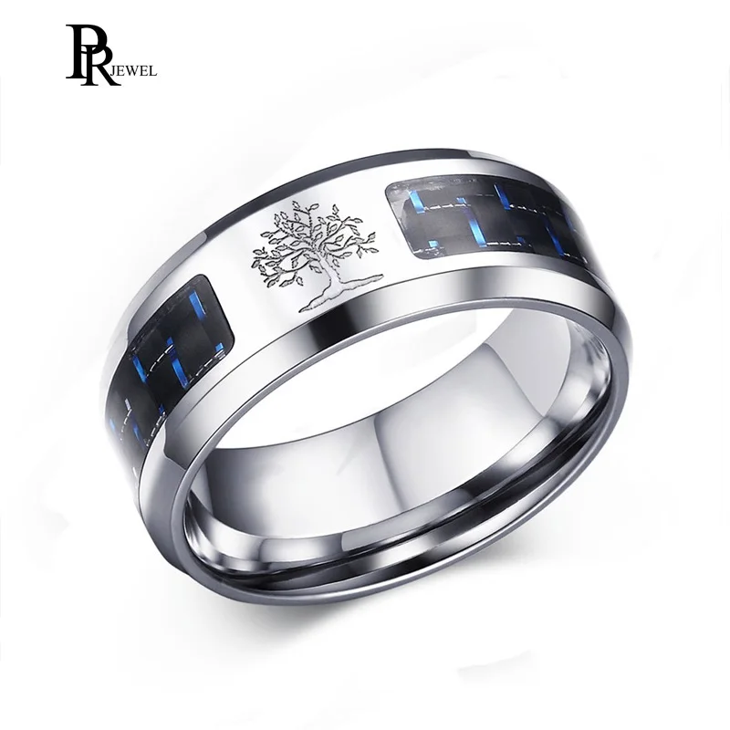 

Men's 8MM Tree of Life Carbon Fiber Stainless Steel Ring Black