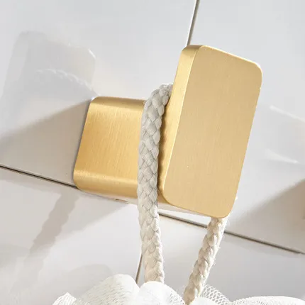 Матовый золотой Твердый алюминиевый крючок для одежды для ванной комнаты квадратный крючок для двери задний крючок для крышки, пальто, ключ кухонный настенный крючок - Цвет: single hook