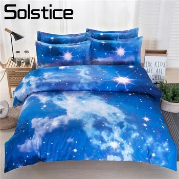 

Solstice Home Textile Nebula Galaxy Star Bedding Set Suit Boy Girls Kid Teenage 3D Linens Duvet Cover Pillowcase Flat Bed Sheets