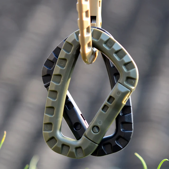 10pcs Medium Tactical Outdoor Carabiner Hook Backpack Molle System D Buckle Military Outdoor Bag Camping Climbing Accessories