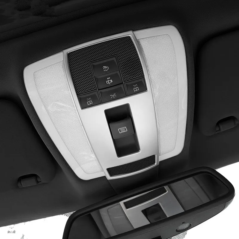 Stainless-Steel-Car-Front-Reading-Lamp-Frame-Decoration-Cover-Trim-Strips-For-Mercedes-Benz-C-Class