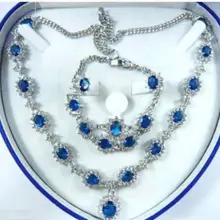 Свадебные модные женские туфли указан синий циркония Цепочки и ожерелья кольца, серьги, браслет fine КВАРЦ люкс широкие часы крылья Для женщин Королева