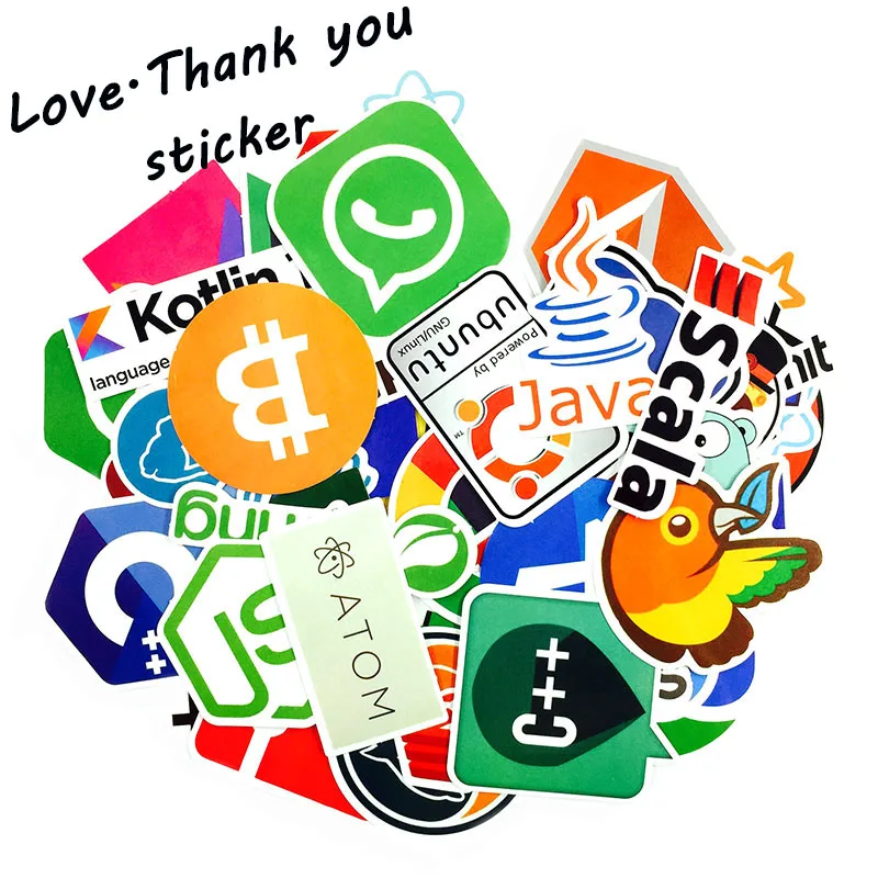 10 50 Pcs Internet Java JS Php Html Cloud Docker Bitcoin Programming Language APP Logo Cool