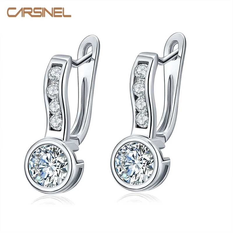 

CARSINEL 2017 Fashion CZ Gold-Color Hoop Earrings Round Cubic Zirconia Crystal Earring for Women Wedding Jewelry