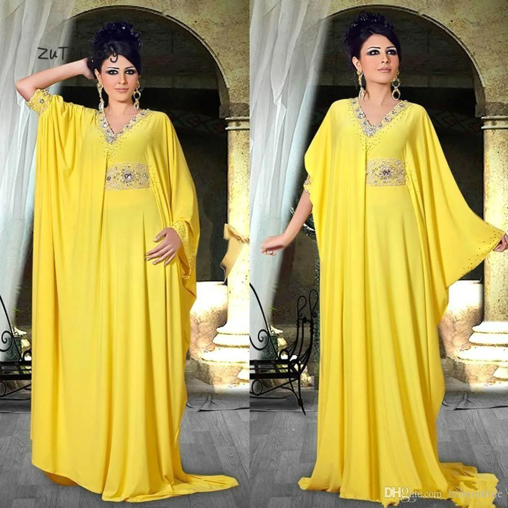 Arabic Middle East Abaya Celebrity Dresses Beaded Neck with Sash Pleats Party Formal Evening Prom Gowns