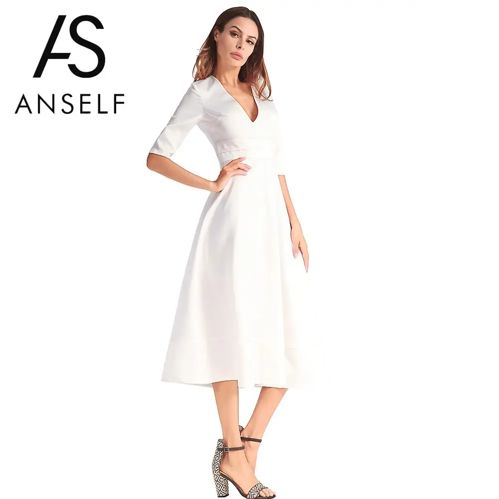 

Women Long Evening Gowns Dress Satin V Neck Half Sleeves High Waist Formal Midi Dress Elegant Ladies Party Dress female clubwear