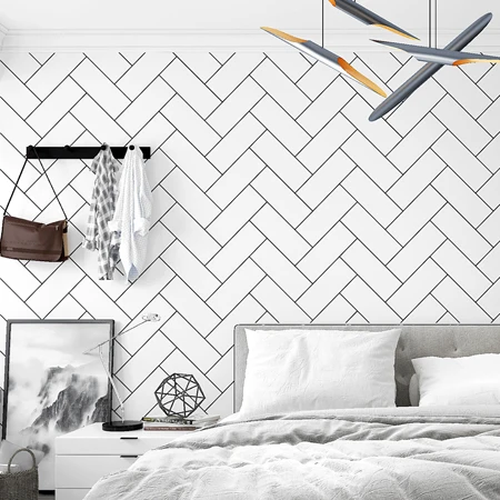 Декоративная Фреска скандинавские черно-белые кирпичные обои домашний декор Ins геометрические обои для гостиной спальни стены - Цвет: 3274