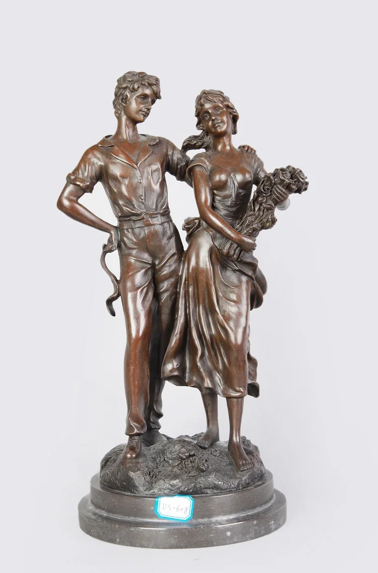 Arts Crafts Copper Classical Bronze Statues Puppy Love figurines