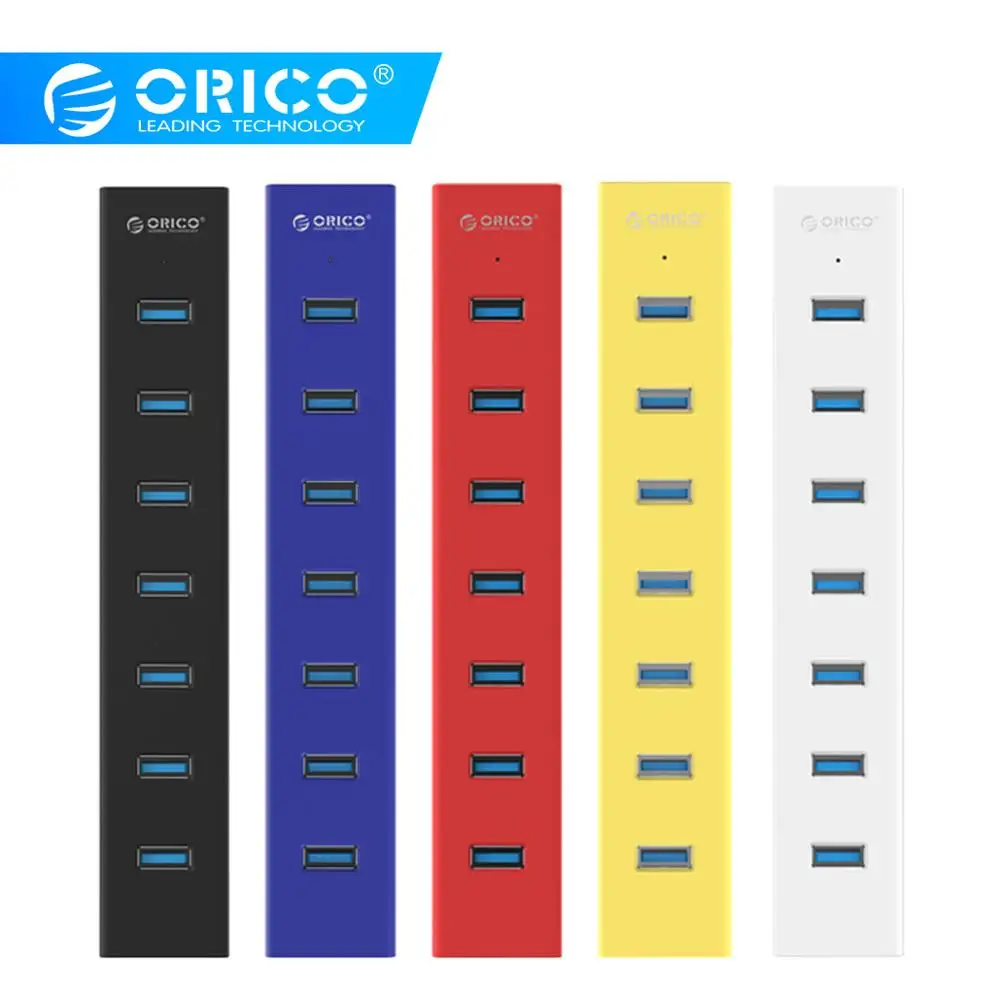 Cena ORICO H7013 High Speed 7 portów USB3.0 HUB przenośne biurko USB Splitter z zasilaniem przejściówka do tabletu laptop Notebook