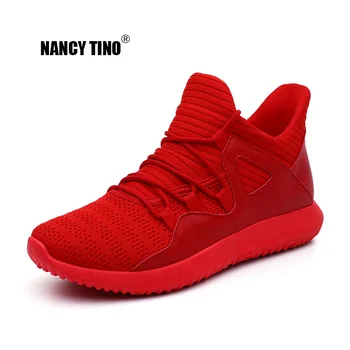 

NANCY TINO Sneakers For Men Breathable Running Shoe Lace-up Platform Red White Mens Basketball Tennis Walking Athletic Shoes