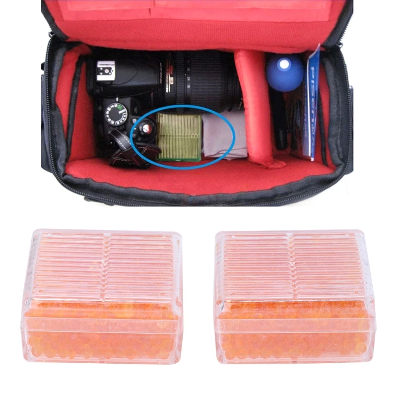 spesifikasi T 2 Pcs Silika Desiccants Gel Menyerap Reusable Mouldproof Kotak Kering Untuk Kamera Orange