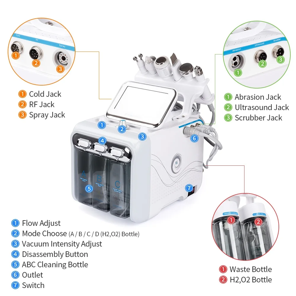 6 In 1 Water Dermabrasion Machine Deep Cleansing Machine Water Jet Hydro Diamond Facial Clean Dead 2