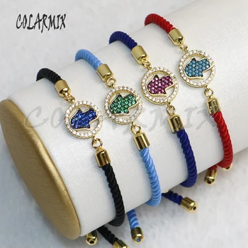 

8 Pcs Rope chain zircon round charms Double hoops Rainbow color Crystal Charms pendant jewelry charms for bracelet making 5281