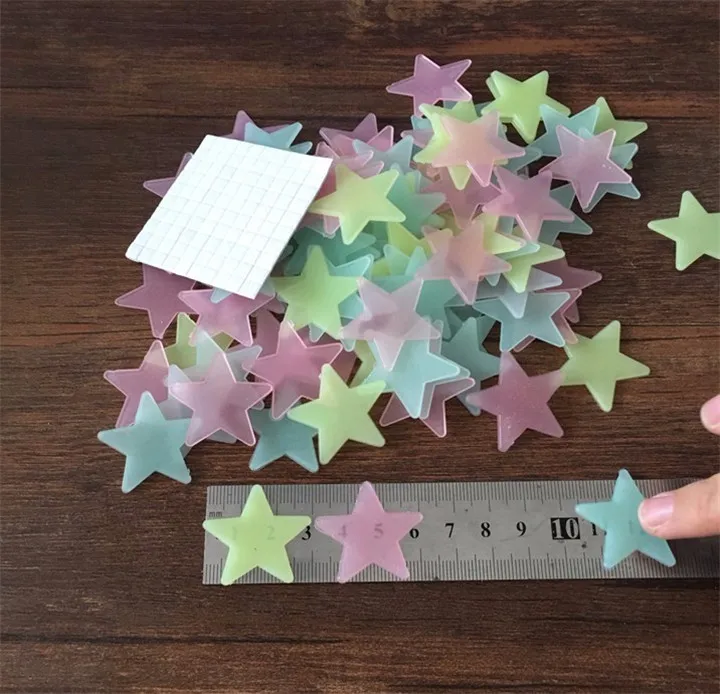 2 100PcsPack Luminous Stars Wall Stickers DIY Wall Art Home Decor Sticker 3D Glow In Dark Shine Gift Fluorescent Stickers Decors
